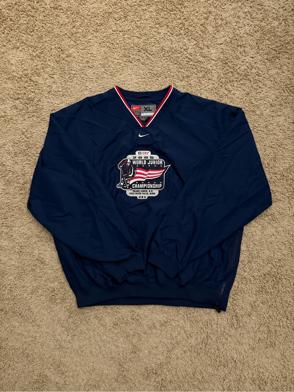 Vintage Nike Team USA Hockey Jacket Size XL Blue Center Swoosh Olympics Adult